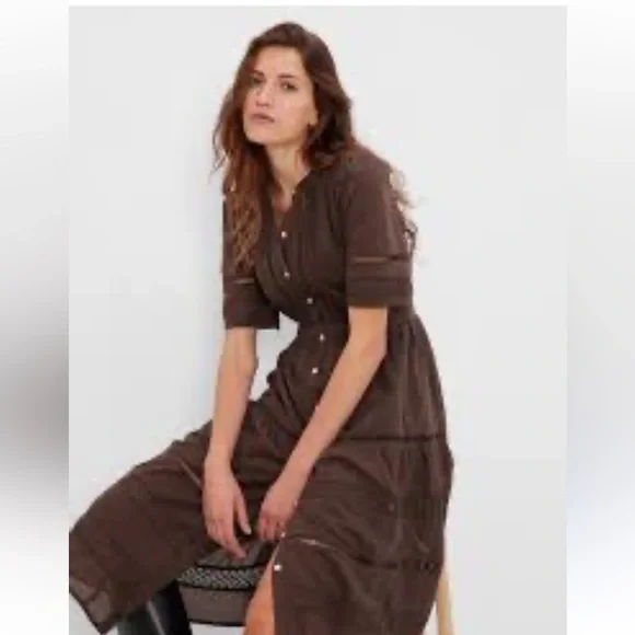 gap lace button front midi dress Dresses | Lace Buttonfront Midi Dress Gap Brown Size Xs